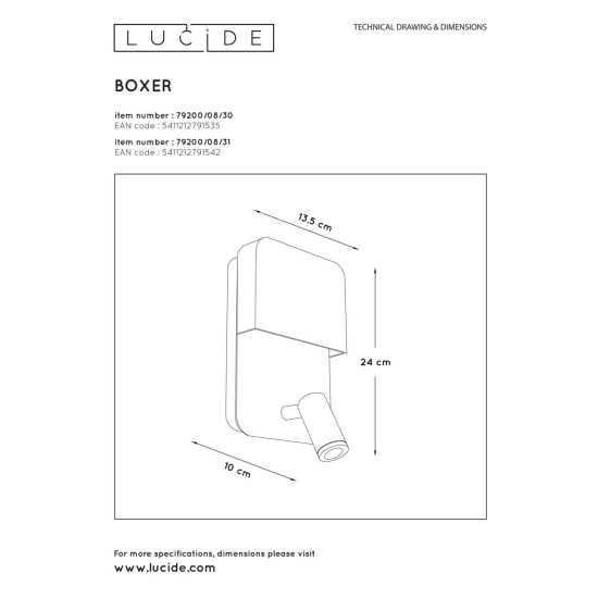 Kinkiet BOXER LED 3000K With USB charging point biały 79200/08/31 Lucide - zdjęcie dodatkowe 5